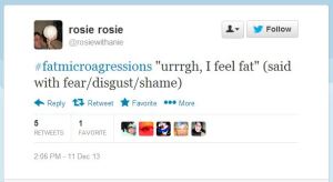 #fatmicroagressions "urrrgh, I feel fat" (said with fear/disgust/shame)